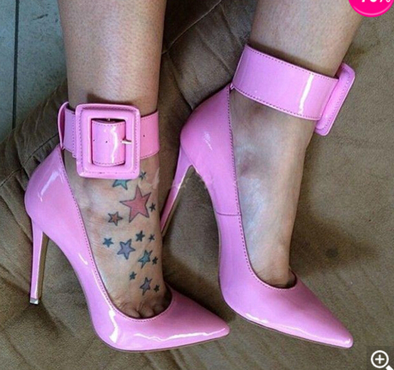 Leather Classic Strap - Bayanlar Büyüleyici Pembe Rugan Sivri Burun