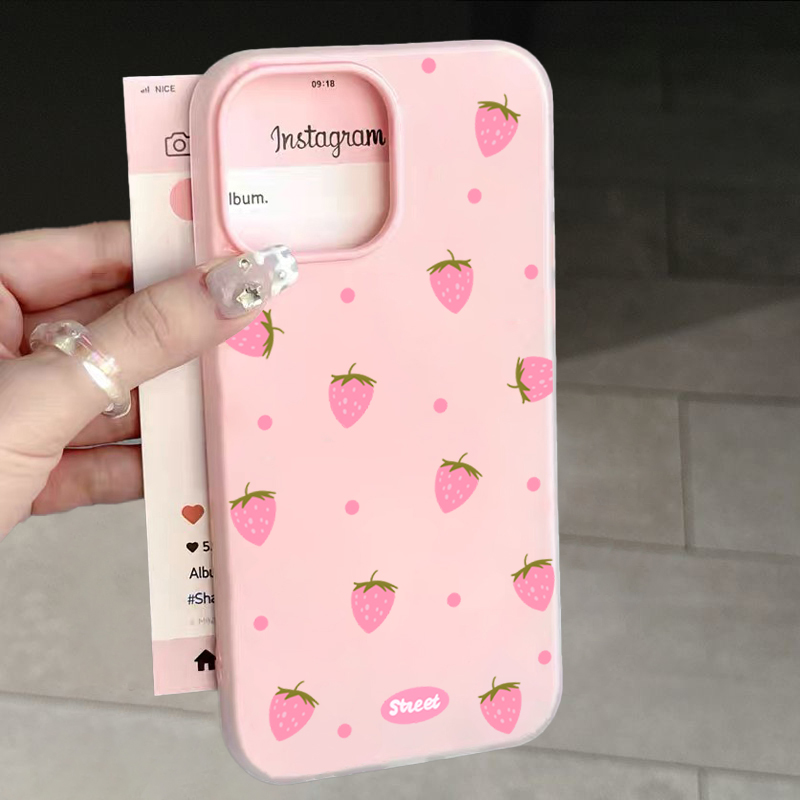 Samsung Galaxy S25 - Tatlı Pembe Çilek Desenli Telefon Kılıfı